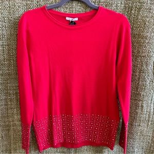 Sioni Vila Milano Red Embellished Sweater, NWT, Size Small